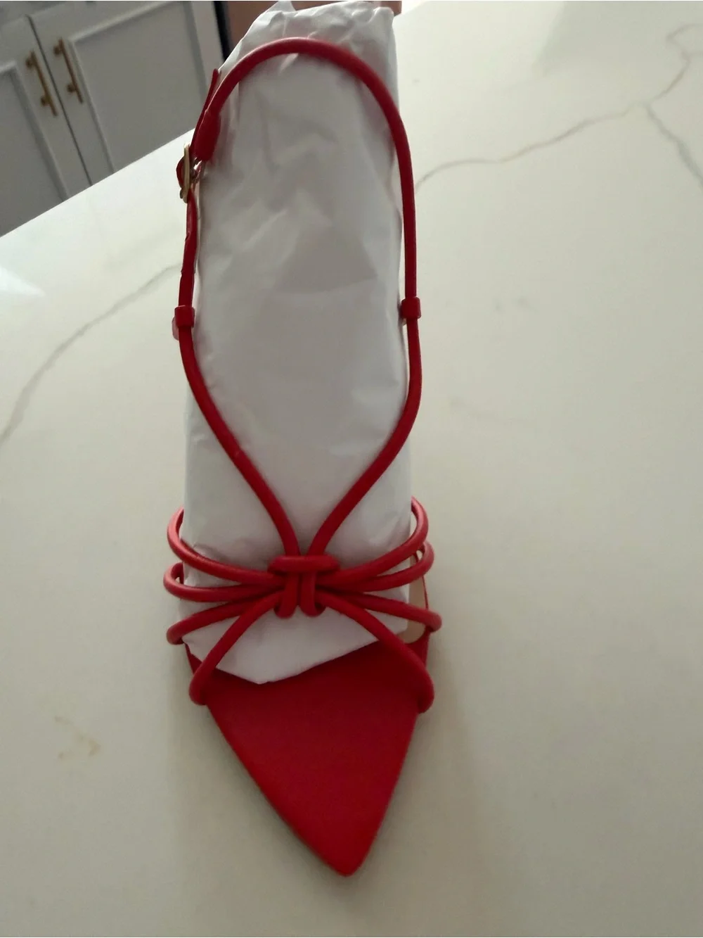 Maeve Red Strappy Pointed-Toe Slingback Heel